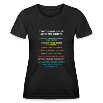 TDAH - T-shirt sport Femme - noir - Devant - AI Model Female 172 light (172cm)