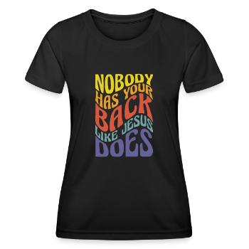 Bible Bible Versets chrétiens Don de Jésus - T-shirt sport Femme - noir - Devant - AI Model Female 172 light (172cm)