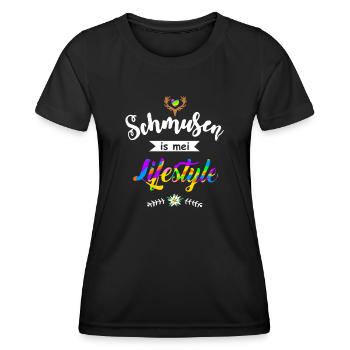 Schmusen is mei Lifestyle - Flirten Küssen Kiss me - Frauen Funktions-T-Shirt - Schwarz - Vorne - AI Model Female 172 light (172cm)