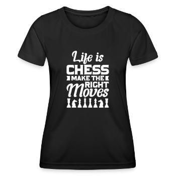 Chess Chessboard Checkmate Chess Player - Women's Functional T-Shirt - black - Front - AI Model Female 172 light (172cm)