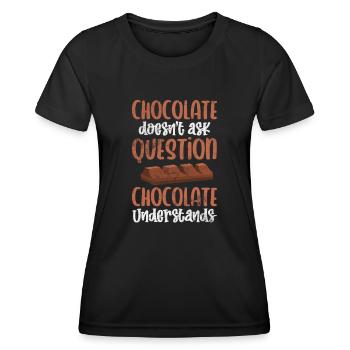 Schokolade - Frauen Funktions-T-Shirt - Schwarz - Vorne - AI Model Female 172 light (172cm)