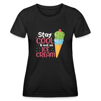 Eiscreme Eis Eiskrem Ice Cream Sommer Geschenk - Frauen Funktions-T-Shirt - Schwarz - Vorne - AI Model Female 172 light (172cm)