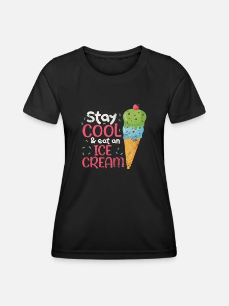 Eiscreme - Frauen Funktions-T-Shirt - Schwarz