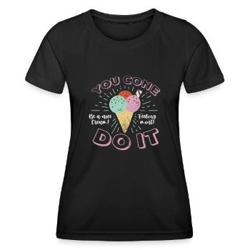 Eiscreme - Frauen Funktions-T-Shirt - Schwarz - Vorne - AI Model Female 172 light (172cm)