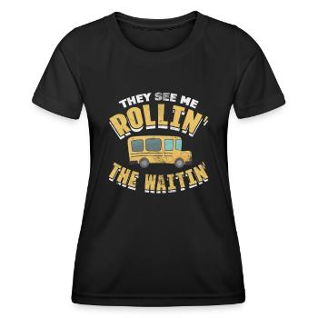 Busfahrer - Frauen Funktions-T-Shirt - Schwarz - Vorne - AI Model Female 172 light (172cm)