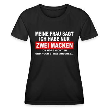 Meine Frau sagt ich habe nur zwei Macken - Männer - Frauen Funktions-T-Shirt - Schwarz - Vorne - AI Model Female 172 light (172cm)