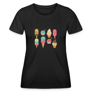 Eiscreme - Frauen Funktions-T-Shirt - Schwarz - Vorne - AI Model Female 172 light (172cm)