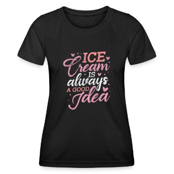 Eiscreme - Frauen Funktions-T-Shirt - Schwarz - Vorne - AI Model Female 172 light (172cm)