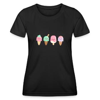 Eiscreme Eis Eiskrem Ice Cream Sommer Geschenk - Frauen Funktions-T-Shirt - Schwarz - Vorne - AI Model Female 172 light (172cm)