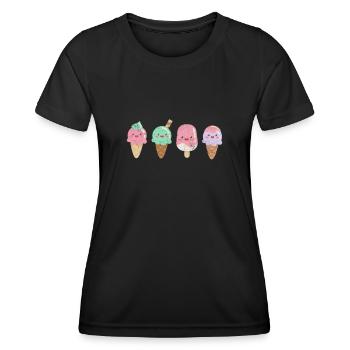 Eiscreme - Frauen Funktions-T-Shirt - Schwarz - Vorne - AI Model Female 172 light (172cm)