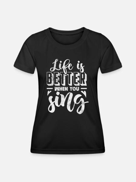 Sänger - Frauen Funktions-T-Shirt - Schwarz