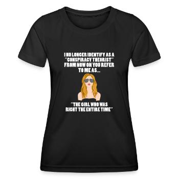 Conspiration théorie du complot cadeau - T-shirt sport Femme - noir - Devant - AI Model Female 172 light (172cm)