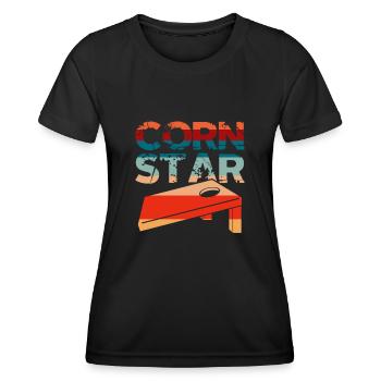 Cornhole Beanbag Sackloch Geschenk - Frauen Funktions-T-Shirt - Schwarz - Vorne - AI Model Female 172 light (172cm)