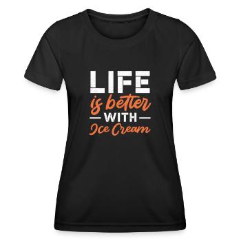 Eiscreme - Frauen Funktions-T-Shirt - Schwarz - Vorne - AI Model Female 172 light (172cm)
