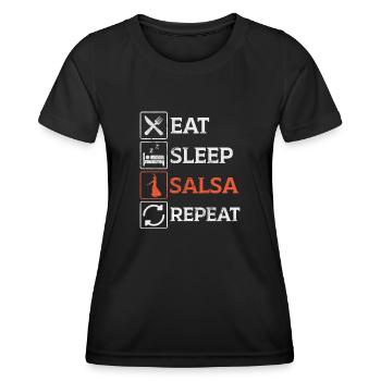 Salsa - Frauen Funktions-T-Shirt - Schwarz - Vorne - AI Model Female 172 light (172cm)