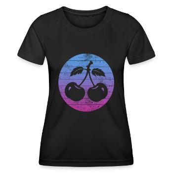 Kirsche - Frauen Funktions-T-Shirt - Schwarz - Vorne - AI Model Female 172 light (172cm)