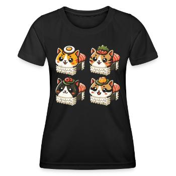 Sushi - T-shirt sport Femme - noir - Devant - AI Model Female 172 light (172cm)