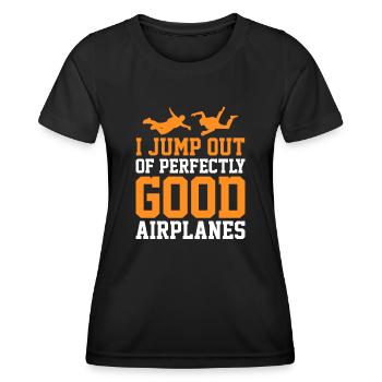 Skydive Skydiver Skydiving Parachute Gift - Women's Functional T-Shirt - black - Front - AI Model Female 172 light (172cm)