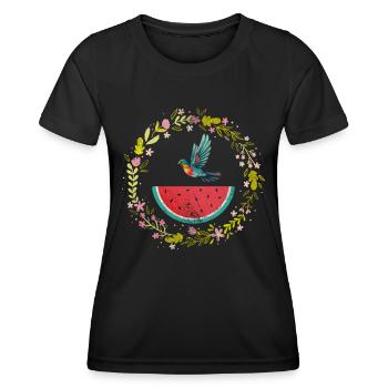 Wassermelone - Frauen Funktions-T-Shirt - Schwarz - Vorne - AI Model Female 172 light (172cm)