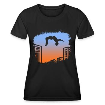 Backflip Salto Acrobaties Parkour Gymnastique Cadeau - T-shirt sport Femme - noir - Devant - AI Model Female 172 light (172cm)