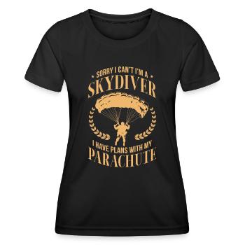 Skydive Skydiver Skydiving Parachute Gift - Women's Functional T-Shirt - black - Front - AI Model Female 172 light (172cm)