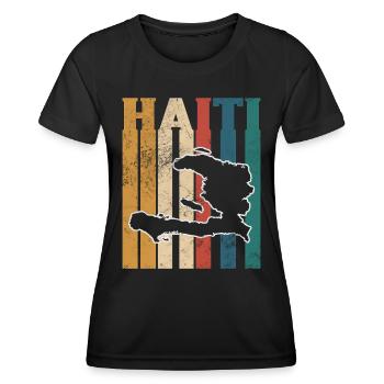 Haïti - T-shirt sport Femme - noir - Devant - AI Model Female 172 light (172cm)