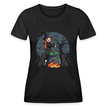 Hexe mit Kessel - Frauen Funktions-T-Shirt - Schwarz - Vorne - AI Model Female 172 light (172cm)