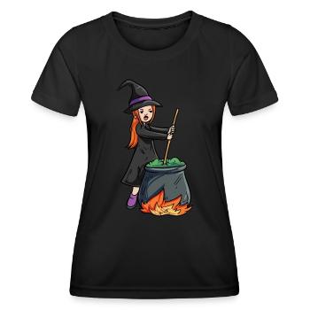 Hexe Kessel - Frauen Funktions-T-Shirt - Schwarz - Vorne - AI Model Female 172 light (172cm)