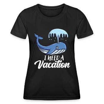 Blauwal - Frauen Funktions-T-Shirt - Schwarz - Vorne - AI Model Female 172 light (172cm)