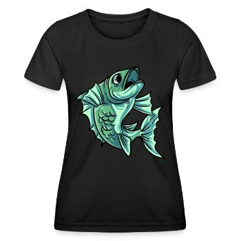 Poisson carpe - T-shirt sport Femme - noir - Devant - AI Model Female 172 light (172cm)