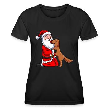 Weihnachtsmann Welpe - Frauen Funktions-T-Shirt - Schwarz - Vorne - AI Model Female 172 light (172cm)