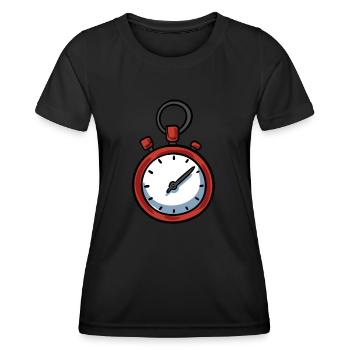 Uhr Stopuhr - Frauen Funktions-T-Shirt - Schwarz - Vorne - AI Model Female 172 light (172cm)