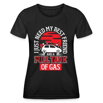 Road Travel Full tank of gas - Women's Functional T-Shirt - black - Front - AI Model Female 172 light (172cm)