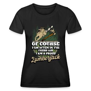 Kettensäge Schnitzen Holz Outdoorsman Stolz Holzfä - Frauen Funktions-T-Shirt - Schwarz - Vorne - AI Model Female 172 light (172cm)