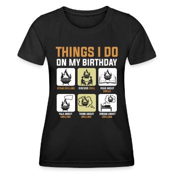 Birthday Party Roast Grilling Barbeque Grill Ice Cream - Women's Functional T-Shirt - black - Front - AI Model Female 172 light (172cm)