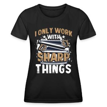 Kettensäge Schnitzen Holzfäller - Frauen Funktions-T-Shirt - Schwarz - Vorne - AI Model Female 172 light (172cm)