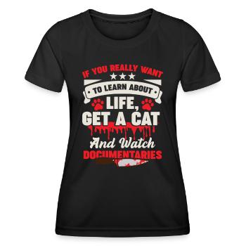 Documentaires félins Thriller Propriétaires de chats - T-shirt sport Femme - noir - Devant - AI Model Female 172 light (172cm)