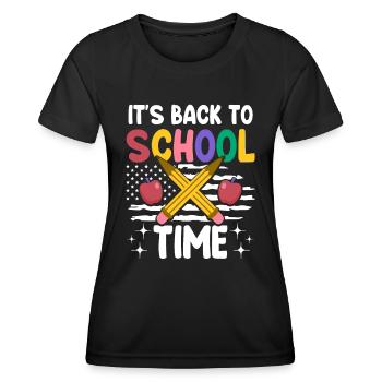 Enseignant patriote le premier jour d’école - T-shirt sport Femme - noir - Devant - AI Model Female 172 light (172cm)