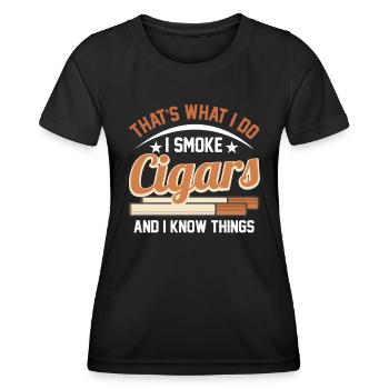 Tabak Nikotin Zigarren Liebhaber Raucher - Frauen Funktions-T-Shirt - Schwarz - Vorne - AI Model Female 172 light (172cm)