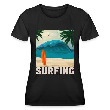 Summer Surfing Beach Vacation Gift - Women's Functional T-Shirt - black - Front - AI Model Female 172 light (172cm)