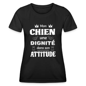 Mon chien une dignité dans son attitude - T-shirt sport Femme - noir - Devant - AI Model Female 172 light (172cm)