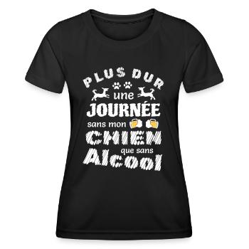 La Compagnie Canine : La Clé d'une Journée Parfait - T-shirt sport Femme - noir - Devant - AI Model Female 172 light (172cm)