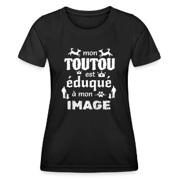 Mon toutou est éduqué à mon image - T-shirt sport Femme - noir - Devant - AI Model Female 172 light (172cm)