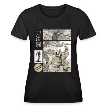 samurai katana Duell vs ninja - Frauen Funktions-T-Shirt - Schwarz - Vorne - AI Model Female 172 light (172cm)