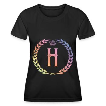 H Buchstabe Kranz - Frauen Funktions-T-Shirt - Schwarz - Vorne - AI Model Female 172 light (172cm)