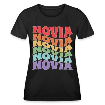 Novia Girlfriend Engagement Bridal Shower Wedding - Women's Functional T-Shirt - black - Front - AI Model Female 172 light (172cm)