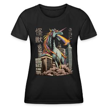 Kaiju Unicorn Japanese Monster Anime Manga - Women's Functional T-Shirt - black - Front - AI Model Female 172 light (172cm)