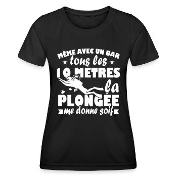 La plongée me donne soif Humour Cadeau - T-shirt sport Femme - noir - Devant - AI Model Female 172 light (172cm)