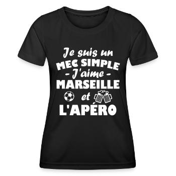 Je suis un mec simple j aime marseille et l apéro - T-shirt sport Femme - noir - Devant - AI Model Female 172 light (172cm)