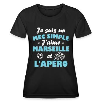 Je suis un mec simple j aime marseille et l apéro - T-shirt sport Femme - noir - Devant - AI Model Female 172 light (172cm)
